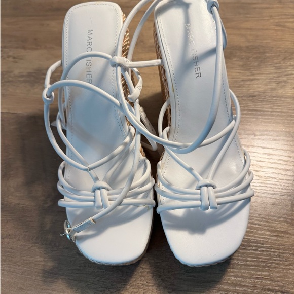 Marc Fisher Zarah Platform Wedge Sandals White size 8.5 - Picture 5 of 15